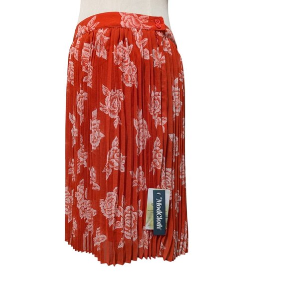 ModCloth Womens NWT Size 12 Coral Red Floral Perfectly Posh Pleated Mini Skirt - Picture 2 of 10